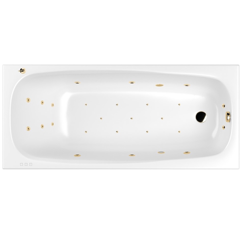 Ванна гидромассажная Whitecross Layla ULTRA 0102.180080.100.ULTRA.GL 180x80 см, (белый глянцевый, золотой), каркас, слив-перелив